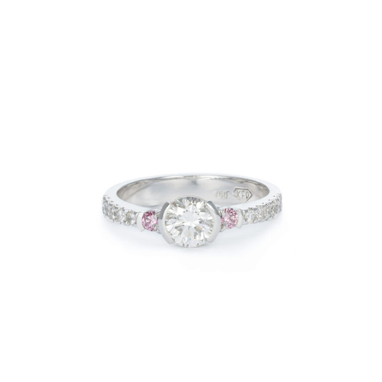 White Gold Pink Diamond Engagement Ring