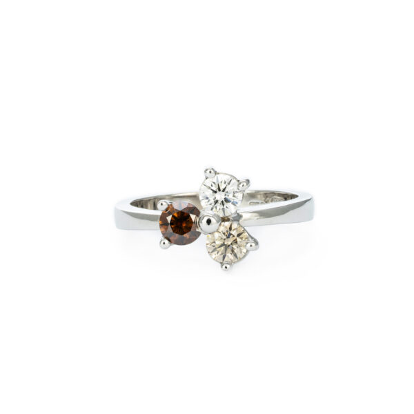 Champagne and White diamond 18ct white gold ring