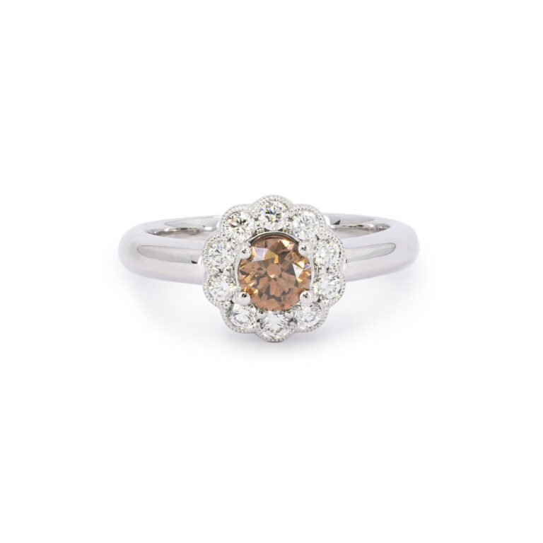 Vintage Champagne Diamond Flower Ring