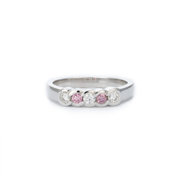 Pink and white diamond ring