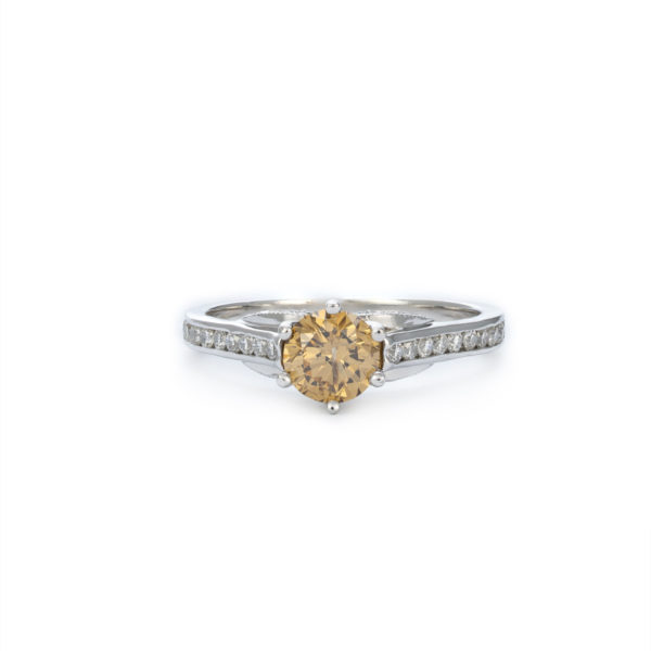 White gold champagne diamond engagement ring
