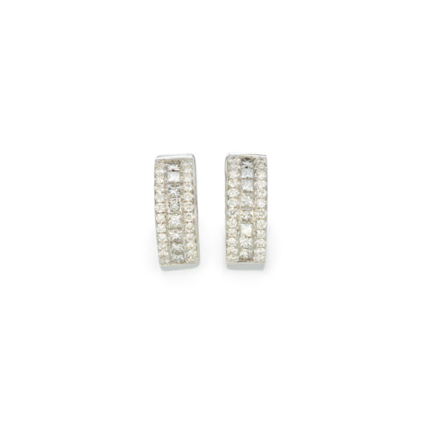 Sparkling white diamond hoop earrings
