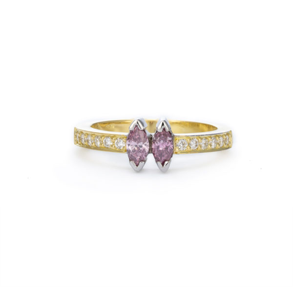 Matching pink marquise diamond ring