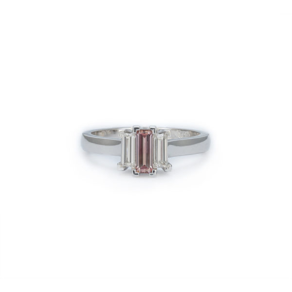 Classic baguette pink diamond ring