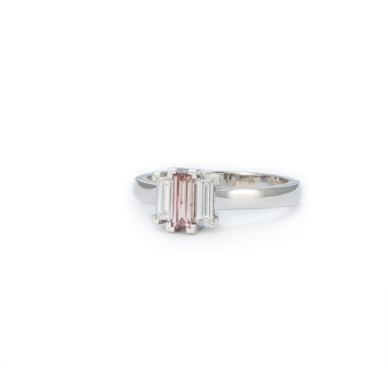 Classic Lines Pink Baguette Diamond Ring