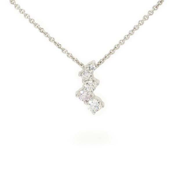 White gold claw set light pink diamond pendant