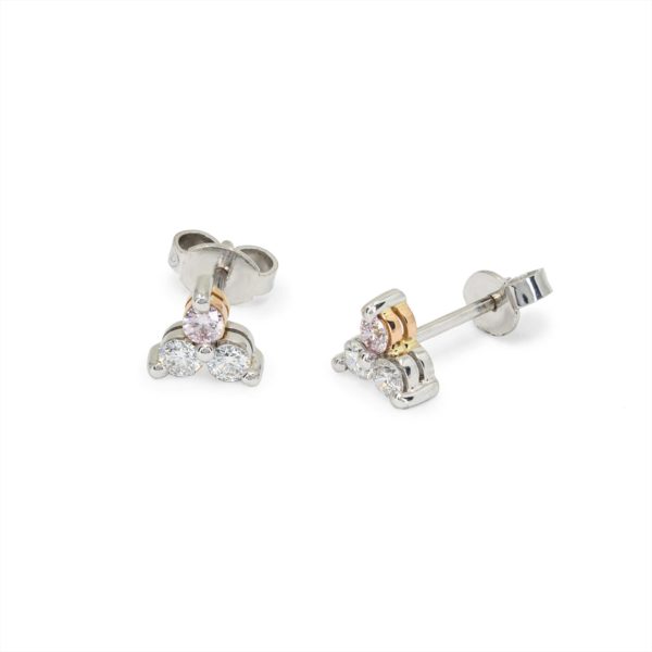 White gold rose pink diamond earrings
