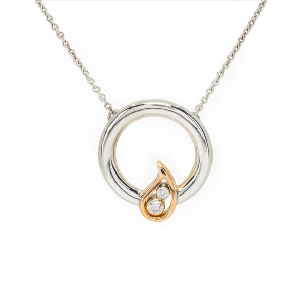 Coolibah leaf argyle pink diamond circle necklace