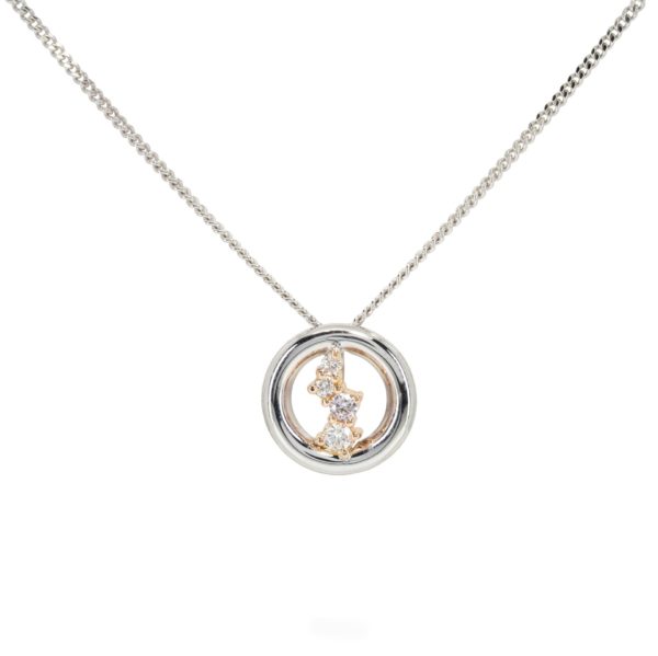 White gold circle pendant fancy light pink diamond argyle