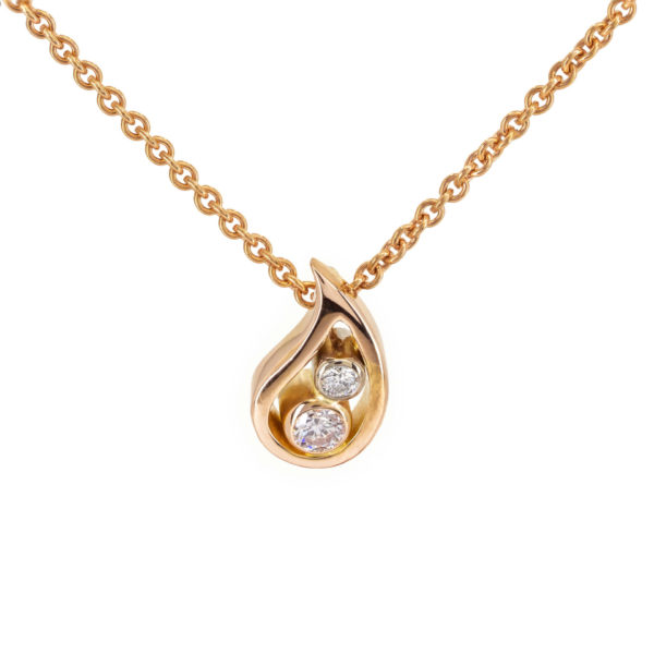 Rose gold leaf drop fancy light pink argyle diamond pendant