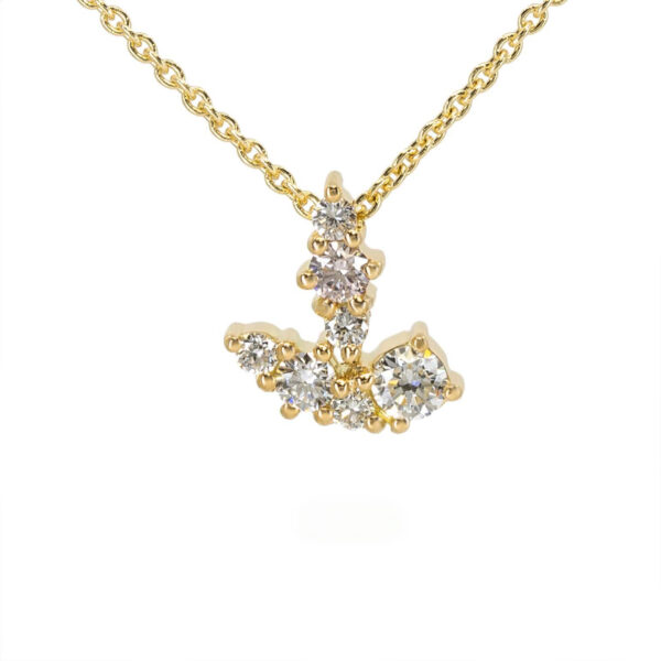 Shimmering Yellow Gold white and light pink argyle diamond pendant.