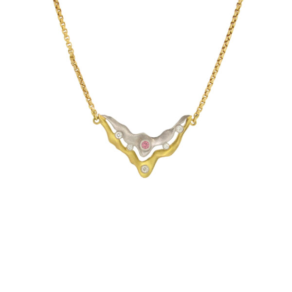 Two toned landscape pink diamond necklace