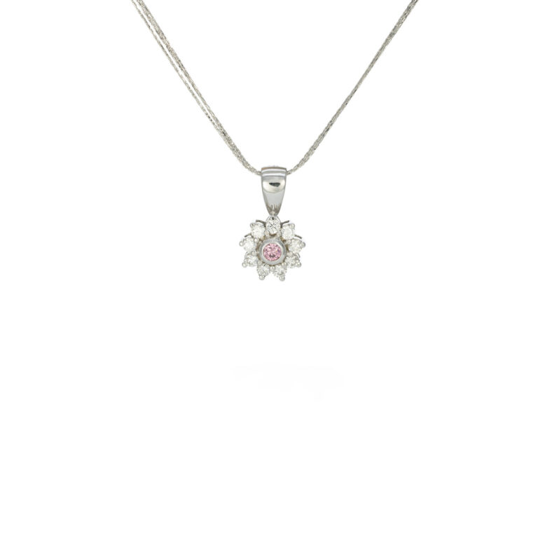 Classic Pink Diamond Flower Pendant