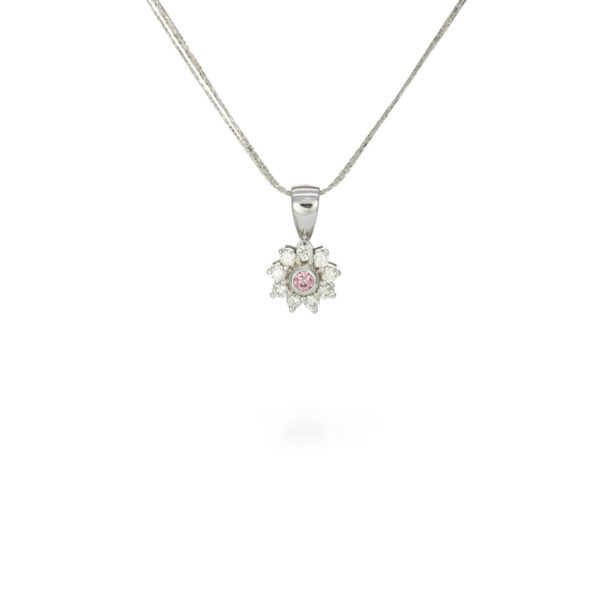 Classic pink diamond flower pendant