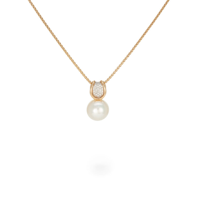 Button Pearl and Diamond Pendant