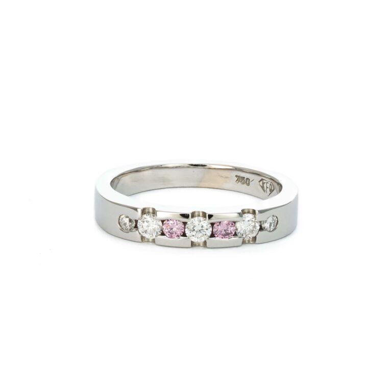 Pink and White Diamond Ring