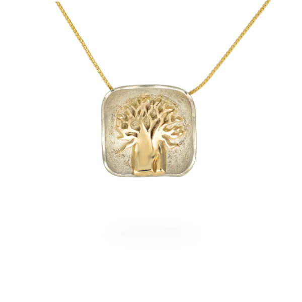 Stering silver and yellow gold boab pendant