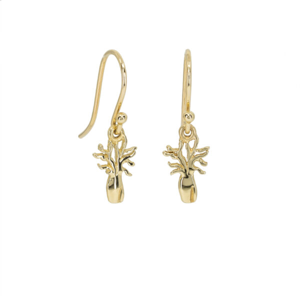 Yellow Gold Hook Boab Tree Earrings