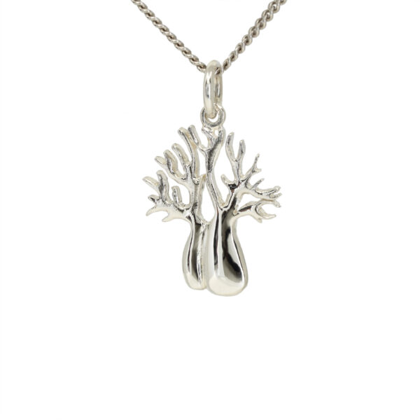 White gold twin boab tree pendant