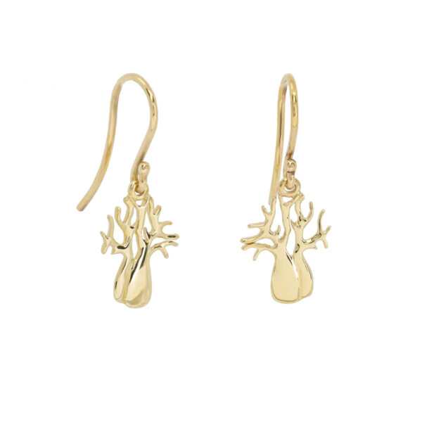 Yellow gold twin boab hook earrings
