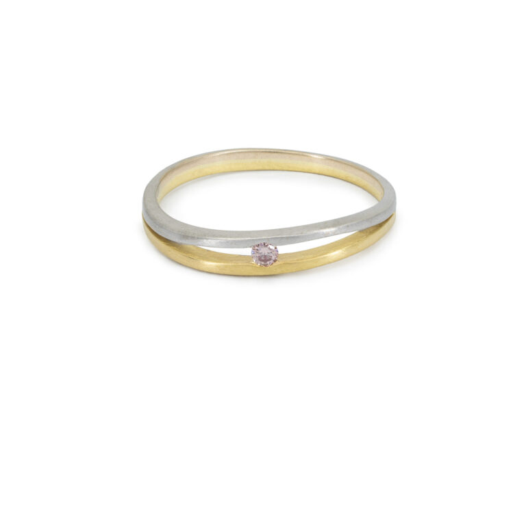 Petite Satin Finish Split Pink Diamond Ring