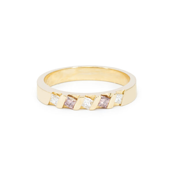 Pink and White Diamond 18ct Yellow Gold Ring