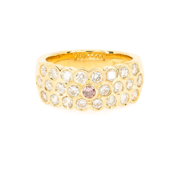 Argyle Pink White Diamond Yellow Gold Ring