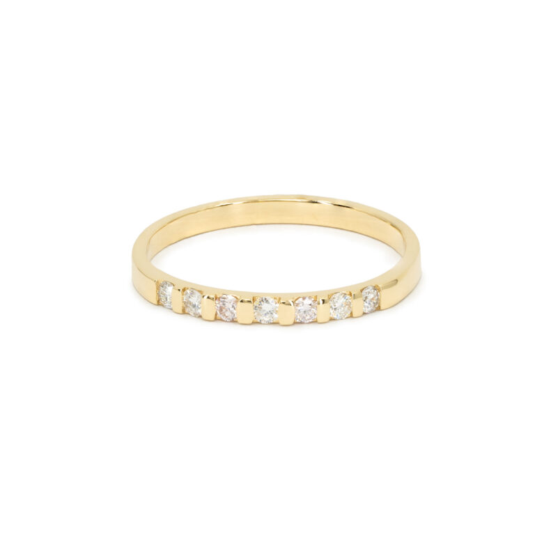 Cycas Leaf Yellow Gold Pink Diamond Ring