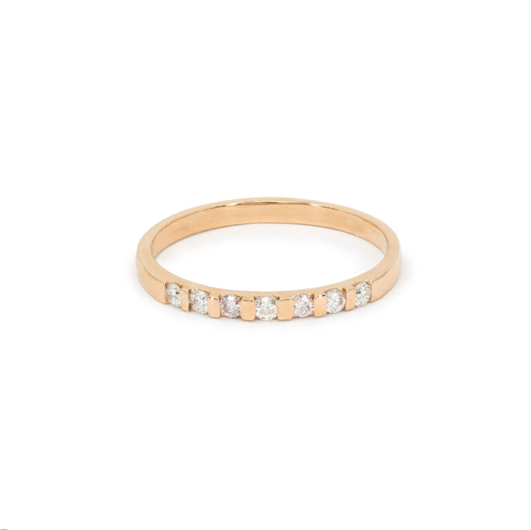 Cycas Leaf Rose Gold Pink Diamond Ring