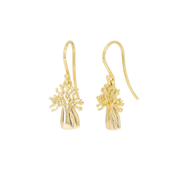 Yellow Gold Elquestro Boab Tree Hook Earrings