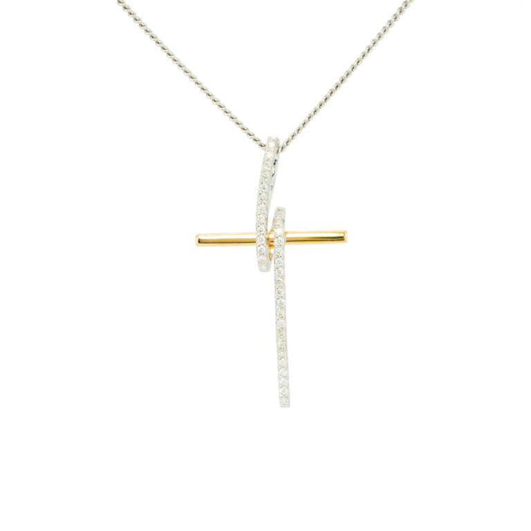Unique Diamond Two-toned Cross Pendant