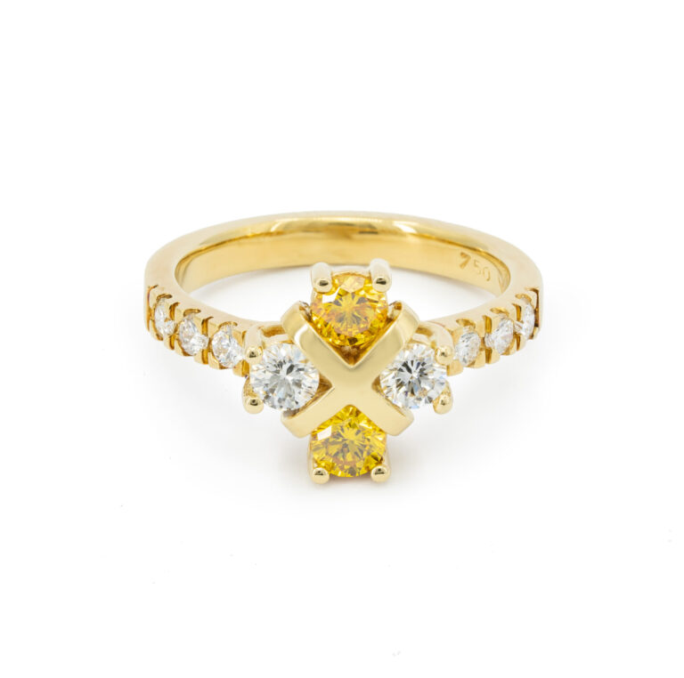 Glittering White and Fancy Yellow Diamond Ring