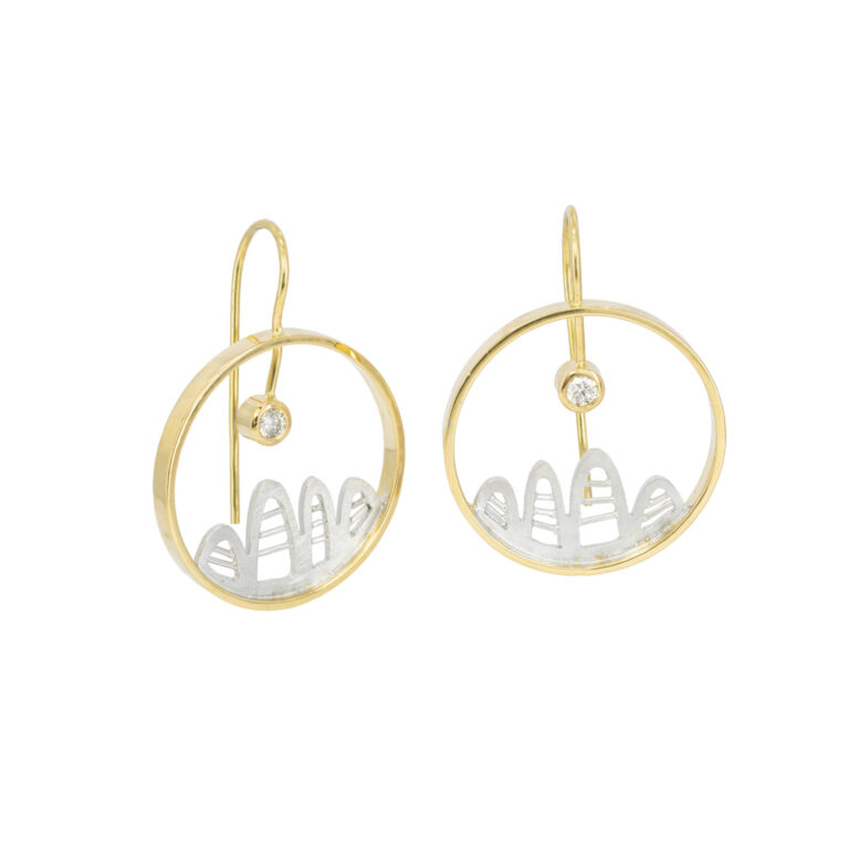 Two-toned Bungle Hook Diamond Earrings