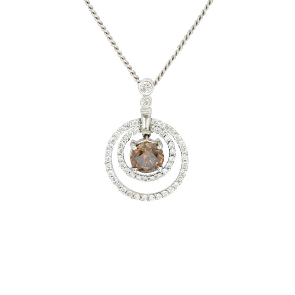 Champagne and White diamond loop diamond pendant