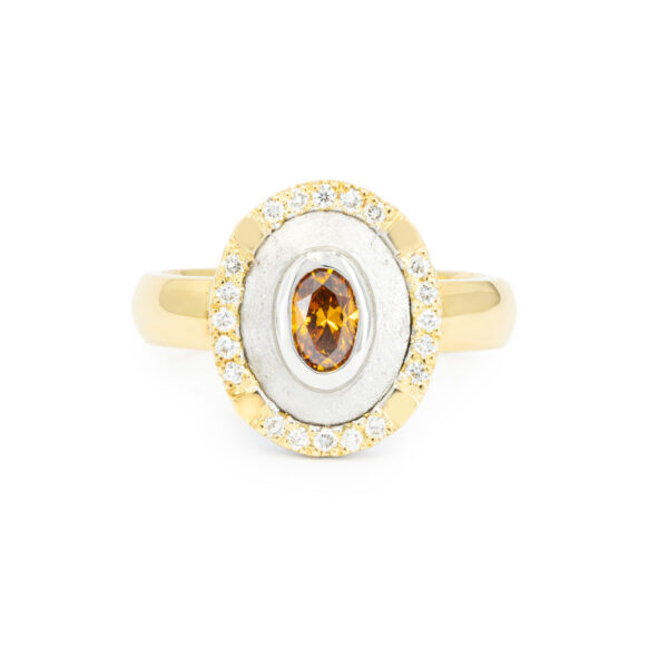 Two-toned orange and white diamond ring