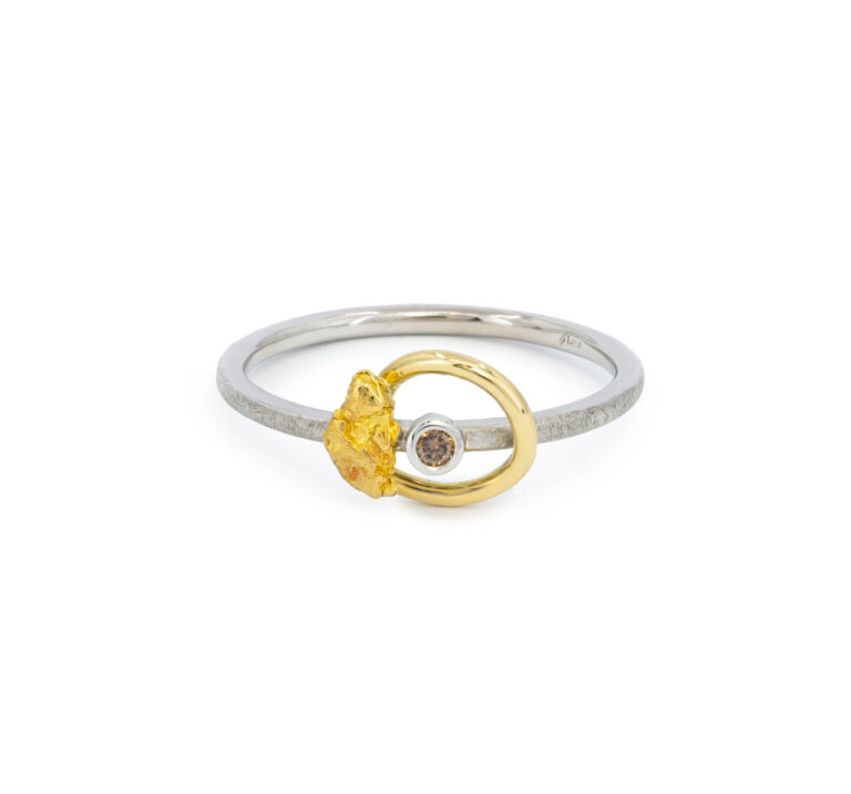 Gold Nugget Diamond Ring