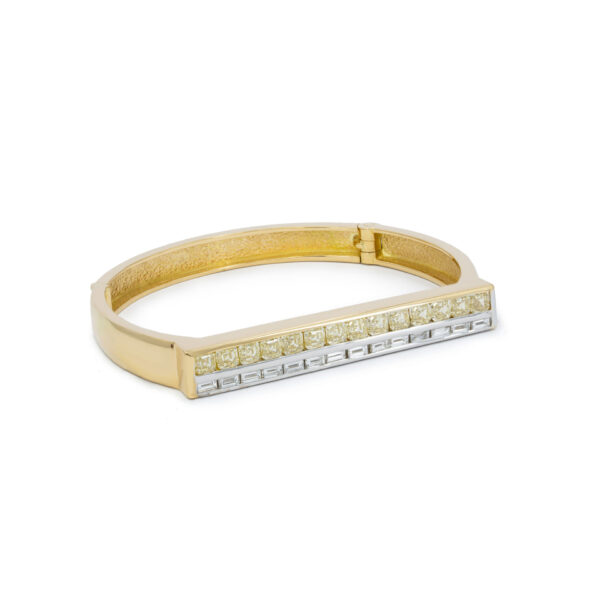 Two-toned Yellow gold and white gold, yellow and white diamonds Bangle