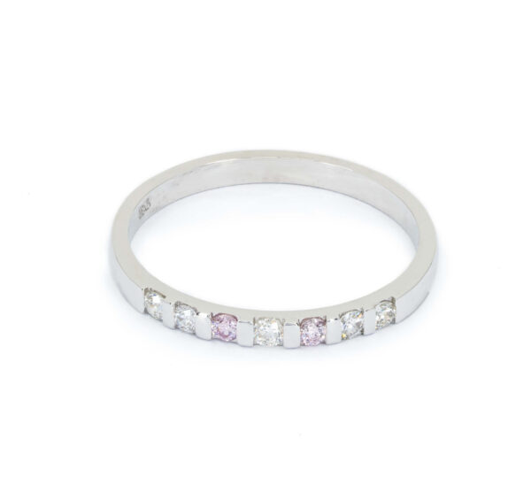 White gold Pink and white diamond ring