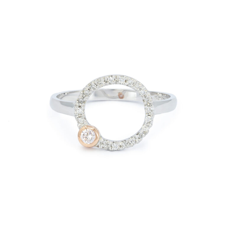 Kapok Flower Pink Diamond Circlet Ring