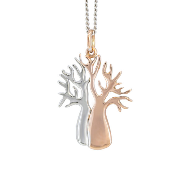 White and Rose Gold twin boab pendant
