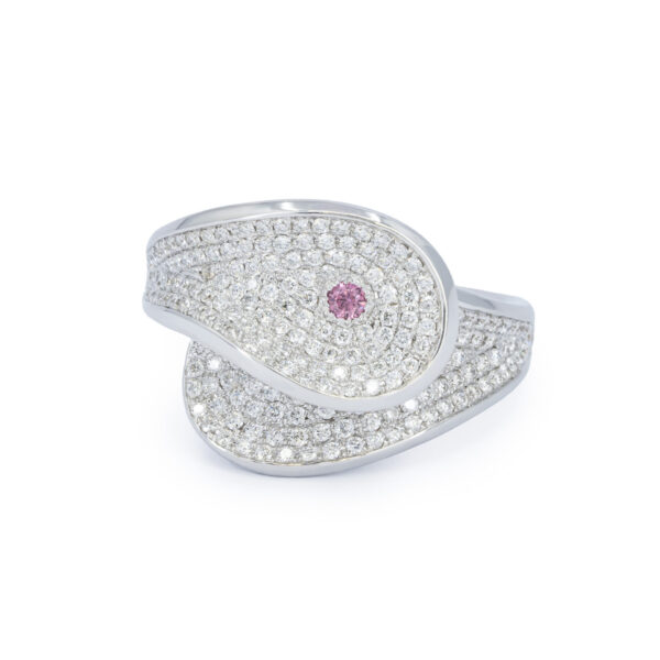 Purple Pink Pave' White Diamond Ring