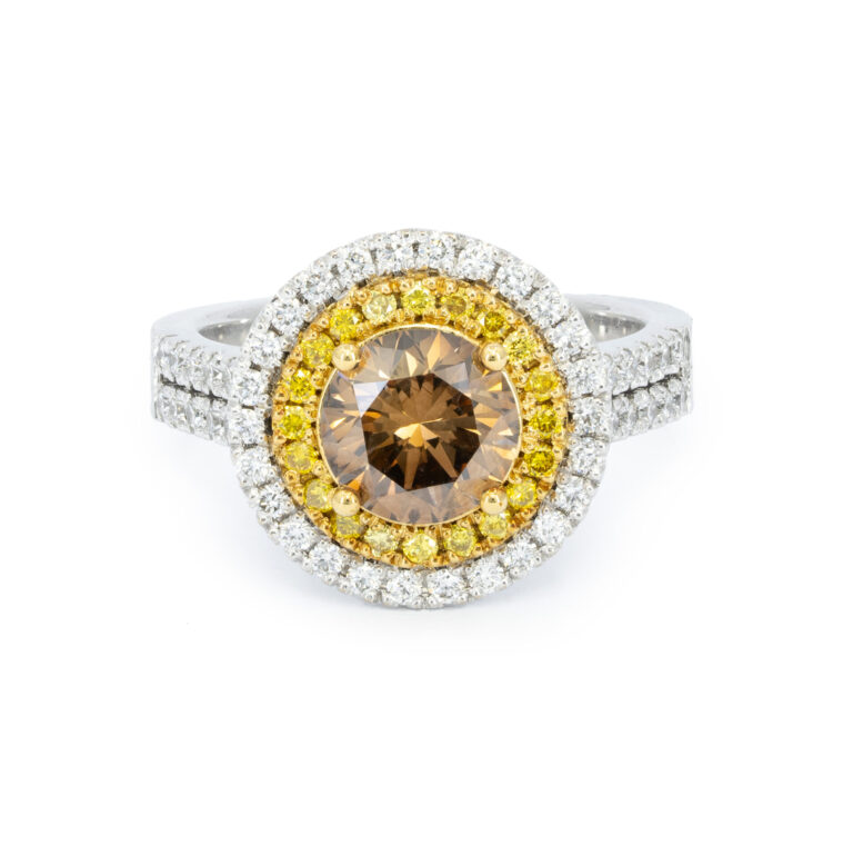 Deep Champagne, Fancy Yellow and White Diamond Ring