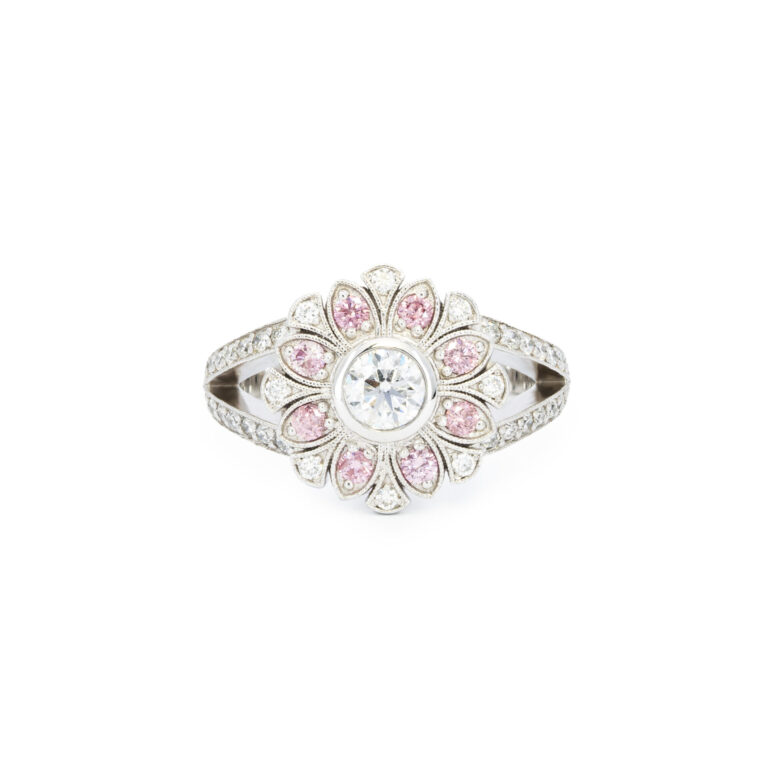 Delicate Purple Pink and White Floral Ring