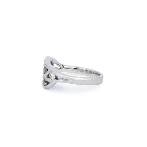 Champagne diamond, white diamond, organic design ring white gold