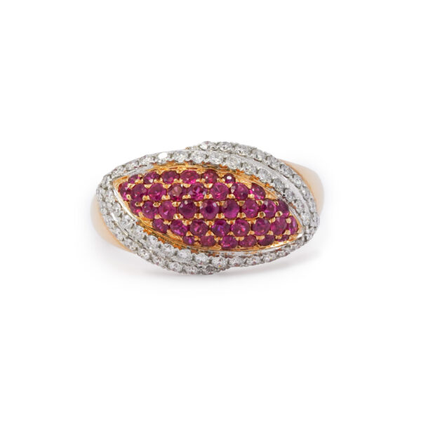 40th anniversary ruby and diamond pavé ring in rose gold