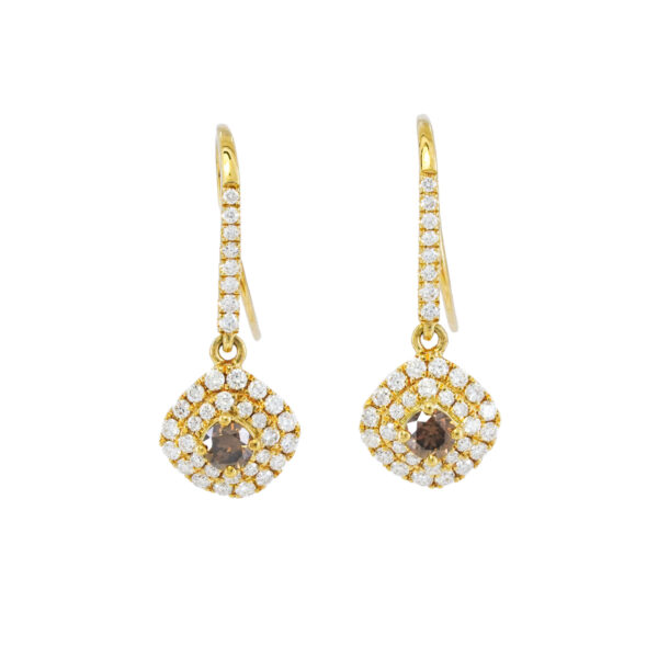 Champagne diamond drop earrings in yellow gold