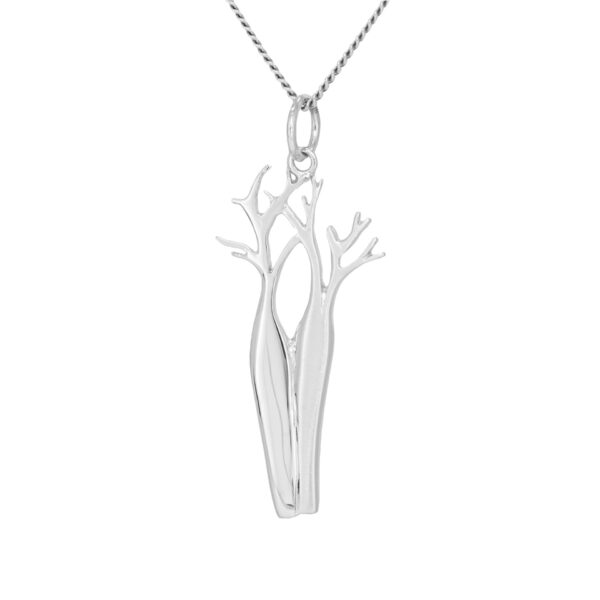 9ct white gold twin boab tree pendant half polished half matte