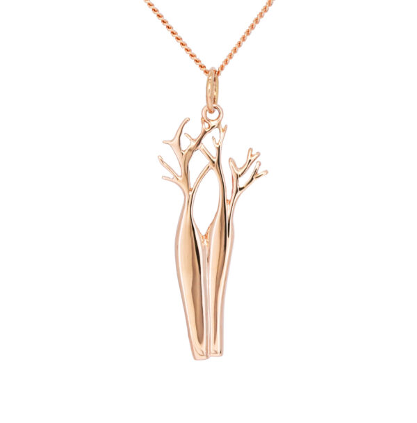 9ct rose gold twin boab tree pendant