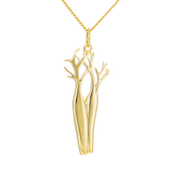 18ct yellow gold twin boab tree pendant